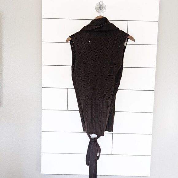 Elie Tahari Brown Wool Knit Vest Wrap Small - Picture 3 of 5